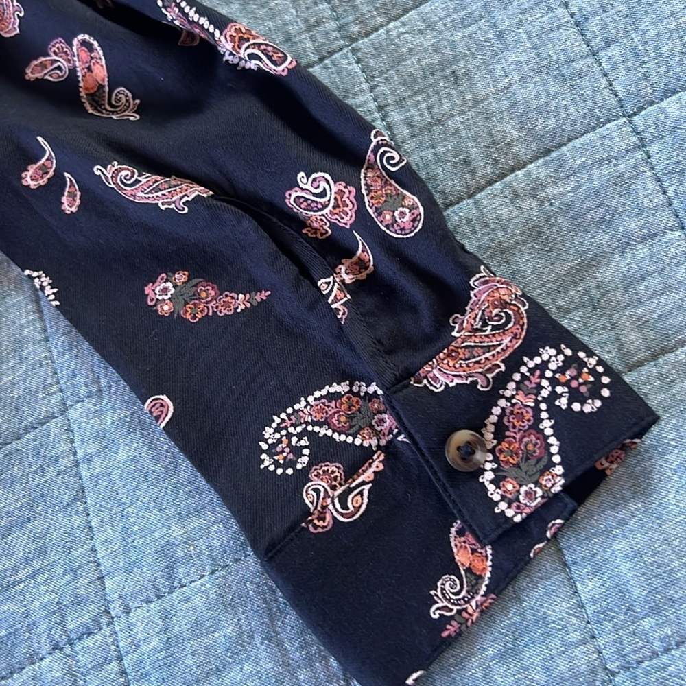 Paisley Print Cotton Blend Tiered Mini Boho Cottage Dress | S - Picture 8 of 10